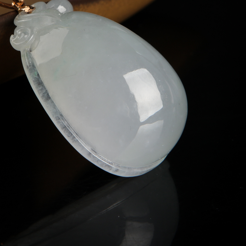 缅甸天然糯种白色翡翠吊坠-红掌柜