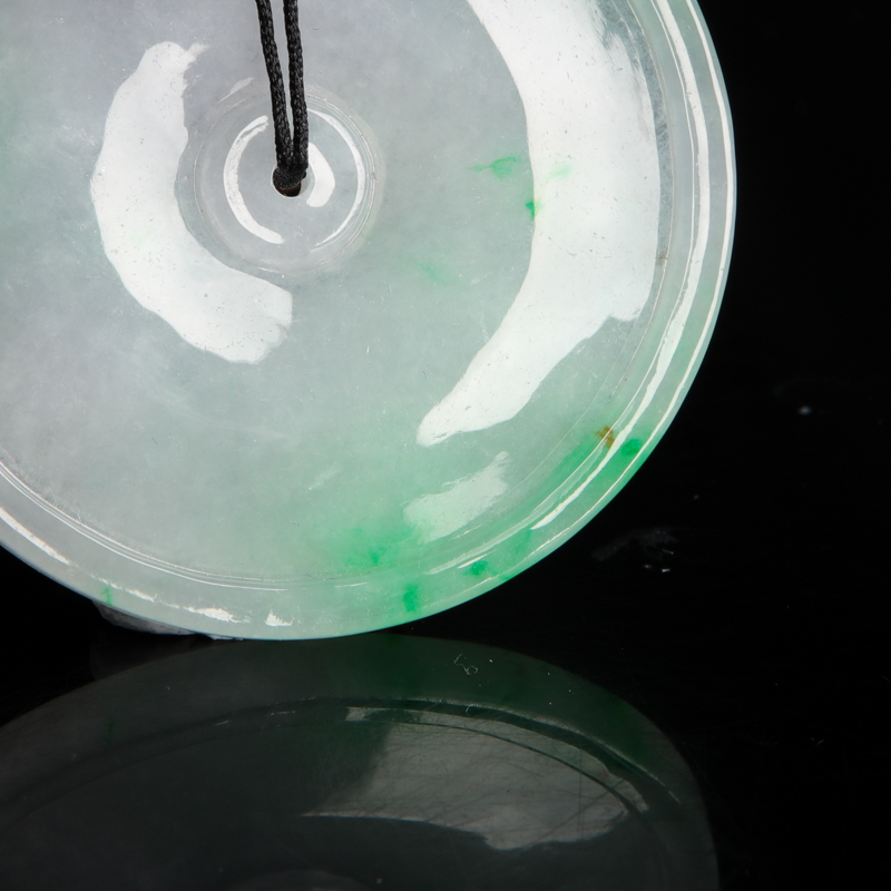 缅甸天然糯种翡翠平安扣吊坠-红掌柜