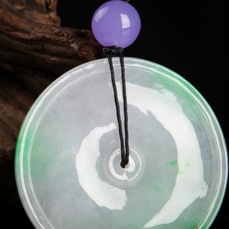 缅甸天然糯种飘翠翡翠吊坠-红掌柜