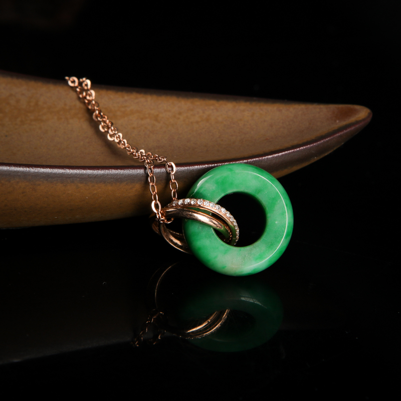 18k缅甸天然翡翠路路通吊坠-红掌柜