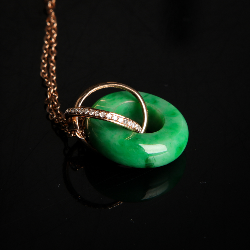 18k缅甸天然糯种深绿翡翠吊坠-红掌柜