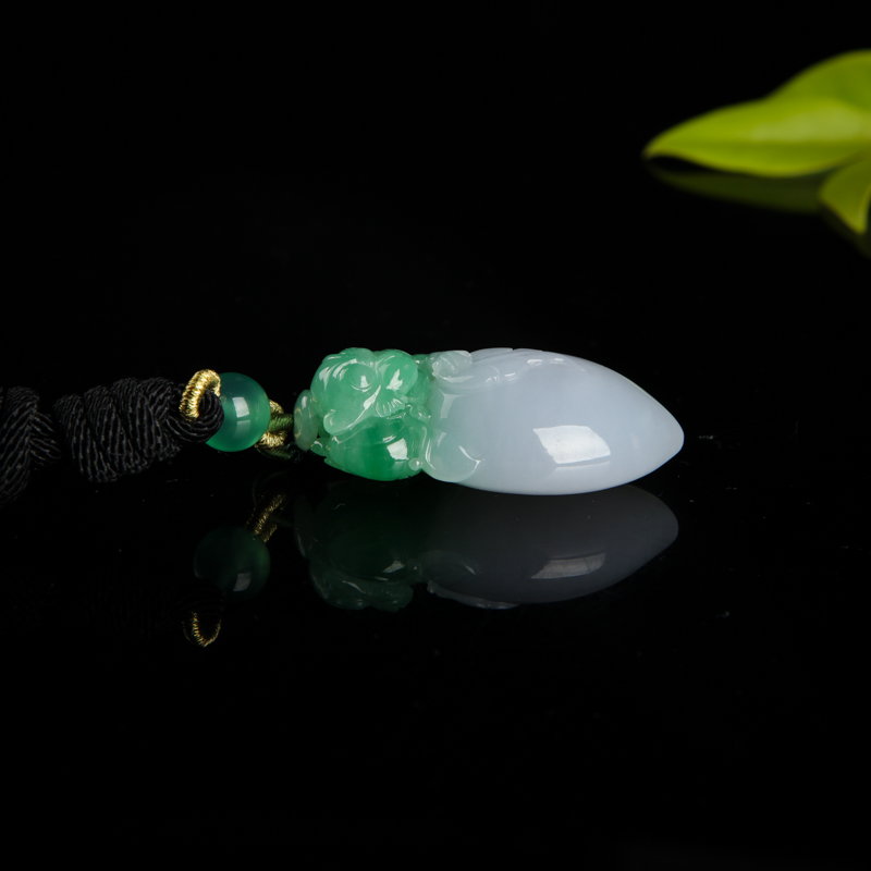 缅甸糯种翡翠吊坠-红掌柜