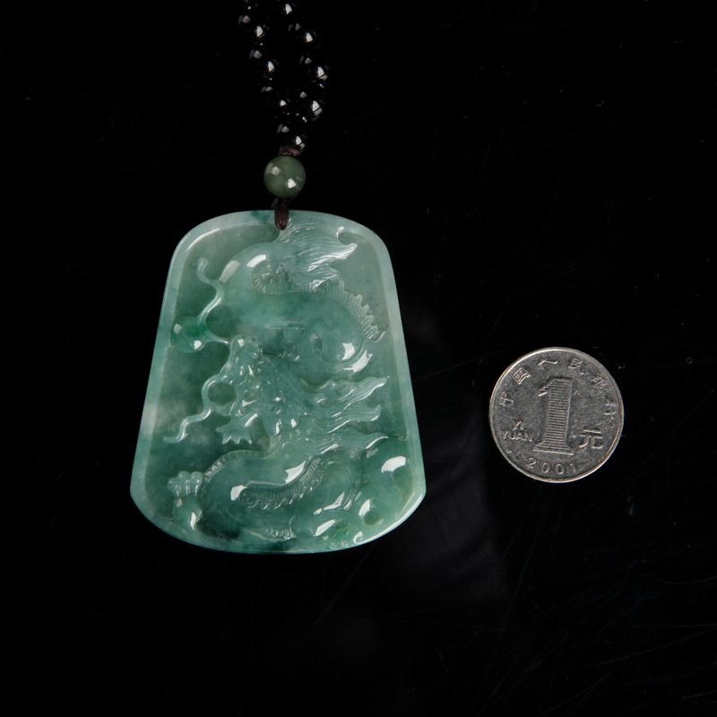 缅甸糯种飘花翡翠吊坠-红掌柜