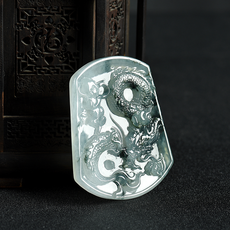 天然糯冰种飘花翡翠望子成龙吊坠-红掌柜