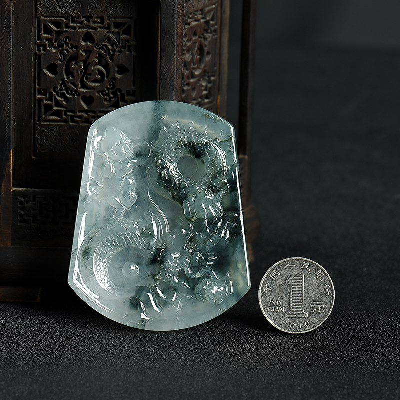 糯冰种翡翠望子成龙吊坠-红掌柜