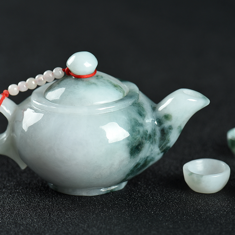 翡翠把把壶摆件-红掌柜