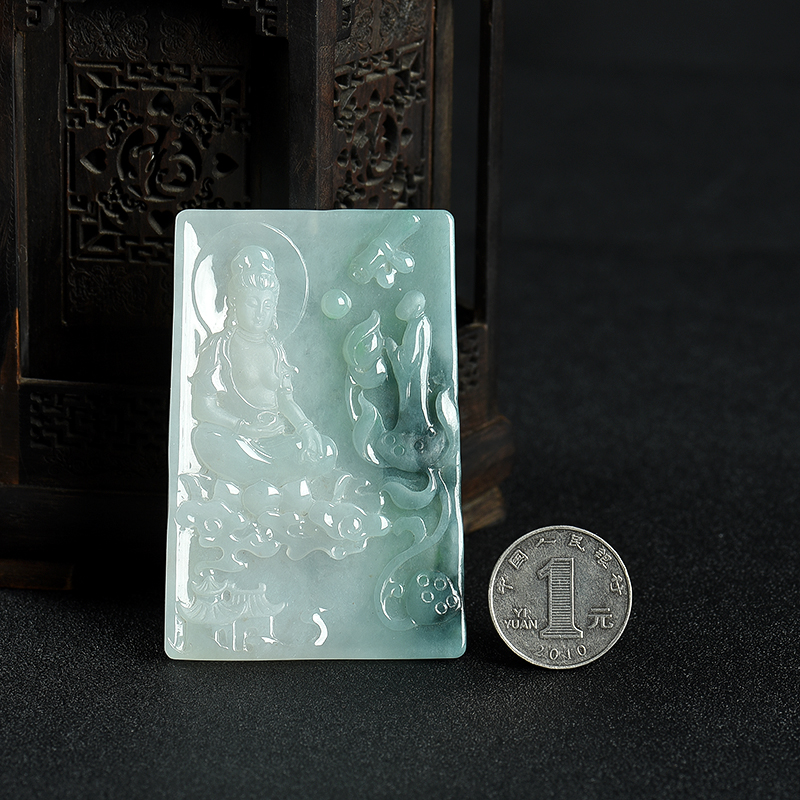 天然翡翠观音吊坠-红掌柜