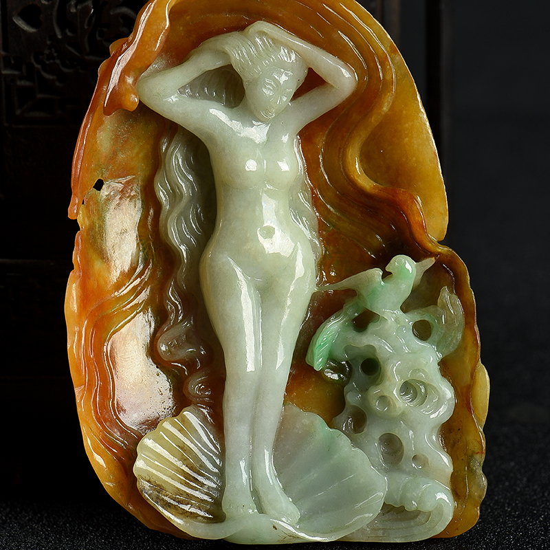 糯种翡翠摆件-红掌柜