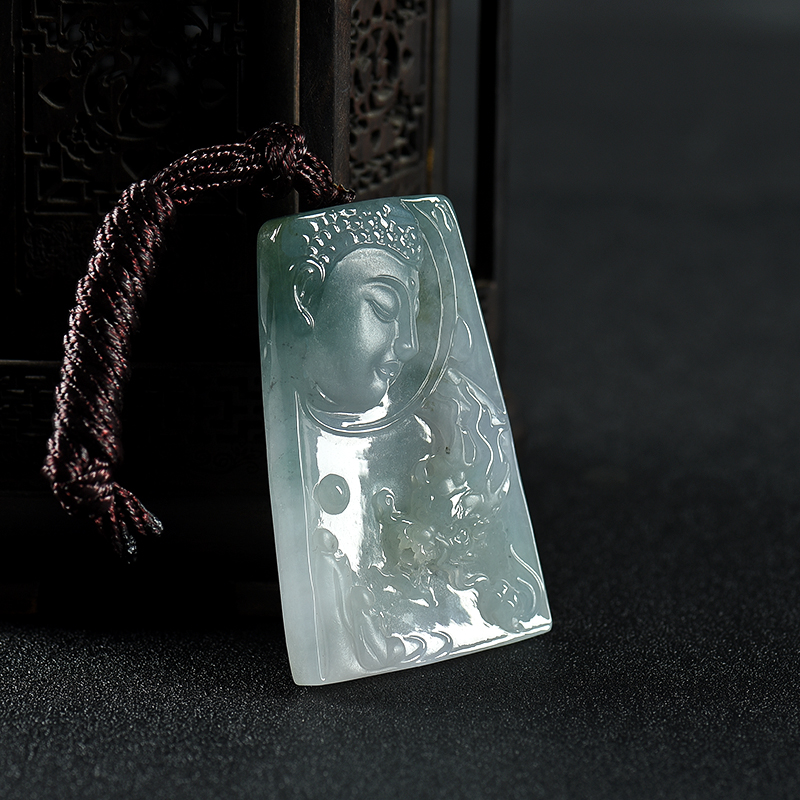 暗绿翡翠禅悟吊坠-红掌柜