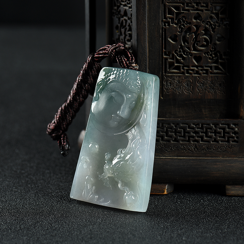 糯冰种翡翠禅悟吊坠-红掌柜