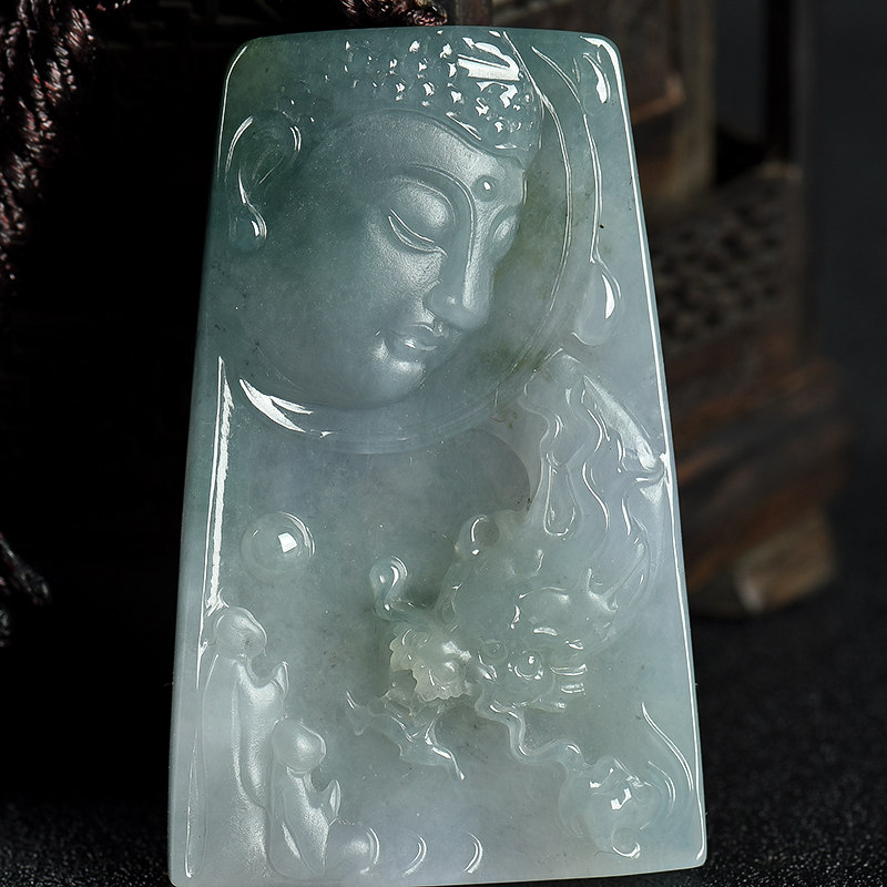 糯冰种翡翠吊坠-红掌柜