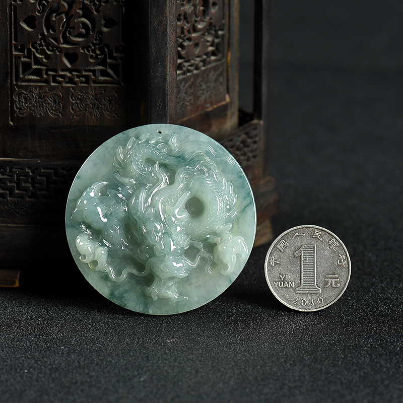 缅甸翡翠辰龙吊坠-红掌柜