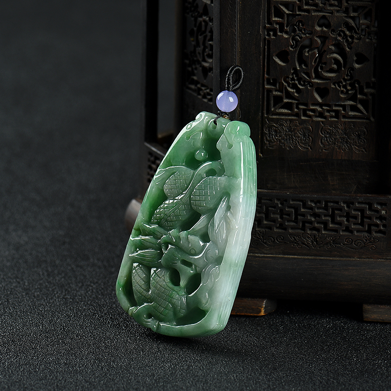 翡翠龙凤呈祥吊坠-红掌柜
