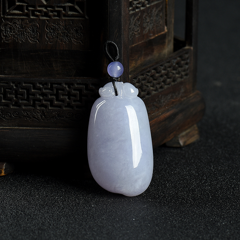 糯种紫罗兰翡翠福瓜吊坠-红掌柜