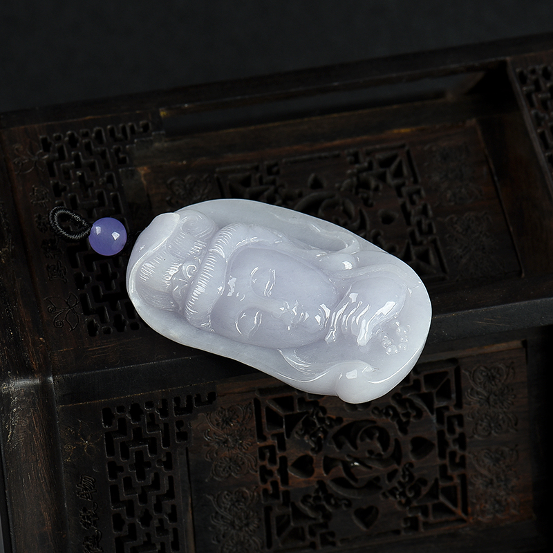 缅甸糯种翡翠观音吊坠-红掌柜