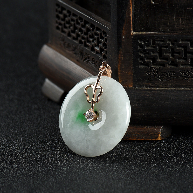 银豆种翡翠平安扣吊坠-红掌柜