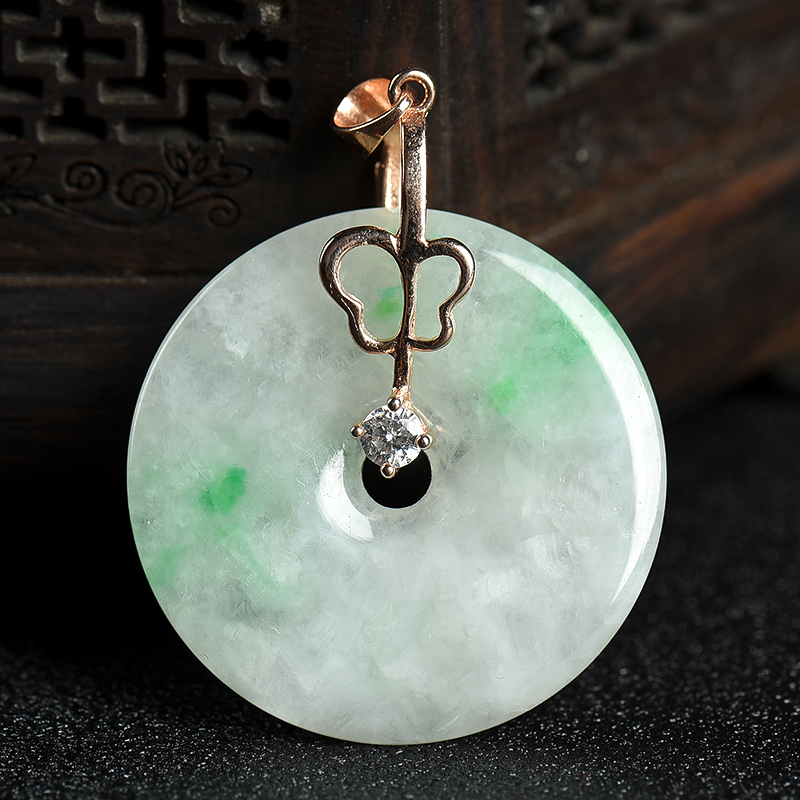 缅甸翡翠平安扣吊坠-红掌柜