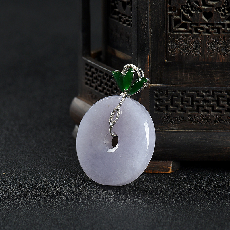 18k糯种翡翠平安扣吊坠-红掌柜