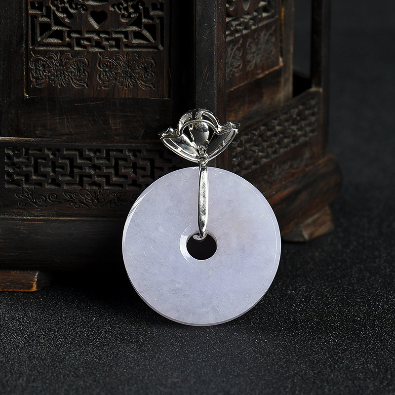 18k紫罗兰翡翠平安扣吊坠-红掌柜