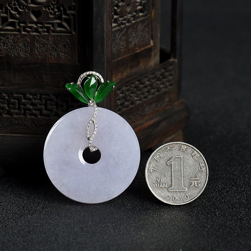 缅甸翡翠平安扣吊坠-红掌柜