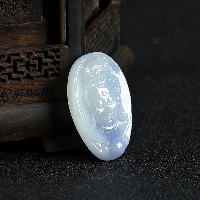 浅紫翡翠观音吊坠-红掌柜