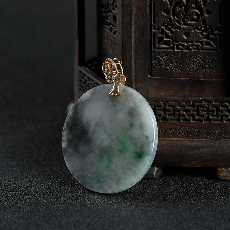 飘翠翡翠无事牌吊坠-红掌柜