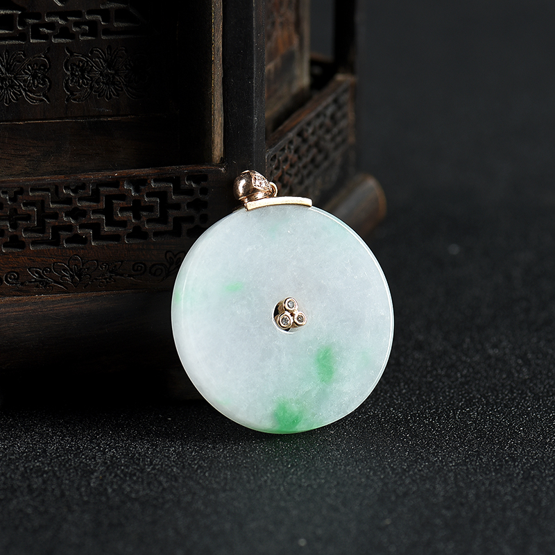 糯种飘翠翡翠平安扣吊坠-红掌柜