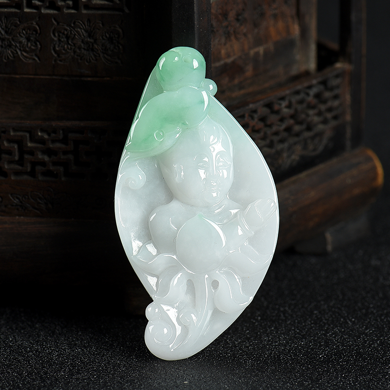 糯种飘翠翡翠吊坠-红掌柜