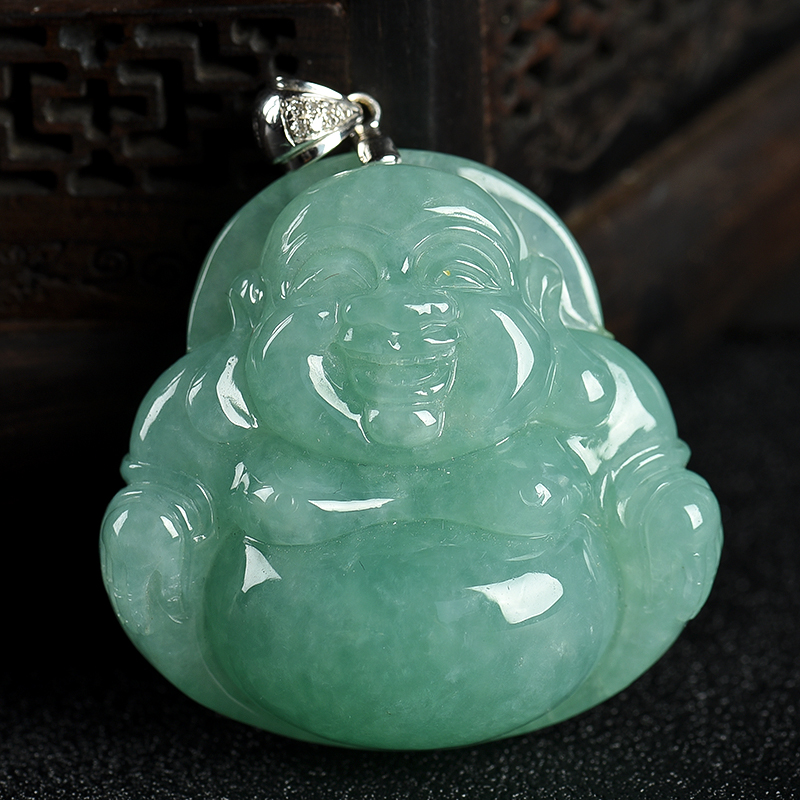 豆种浅绿翡翠弥勒佛-红掌柜