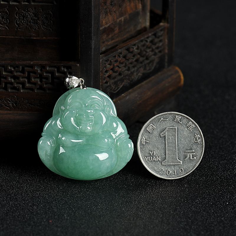 天然翡翠弥勒佛吊坠-红掌柜