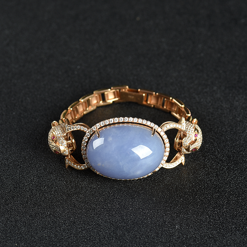 糯种紫罗兰翡翠手链-红掌柜