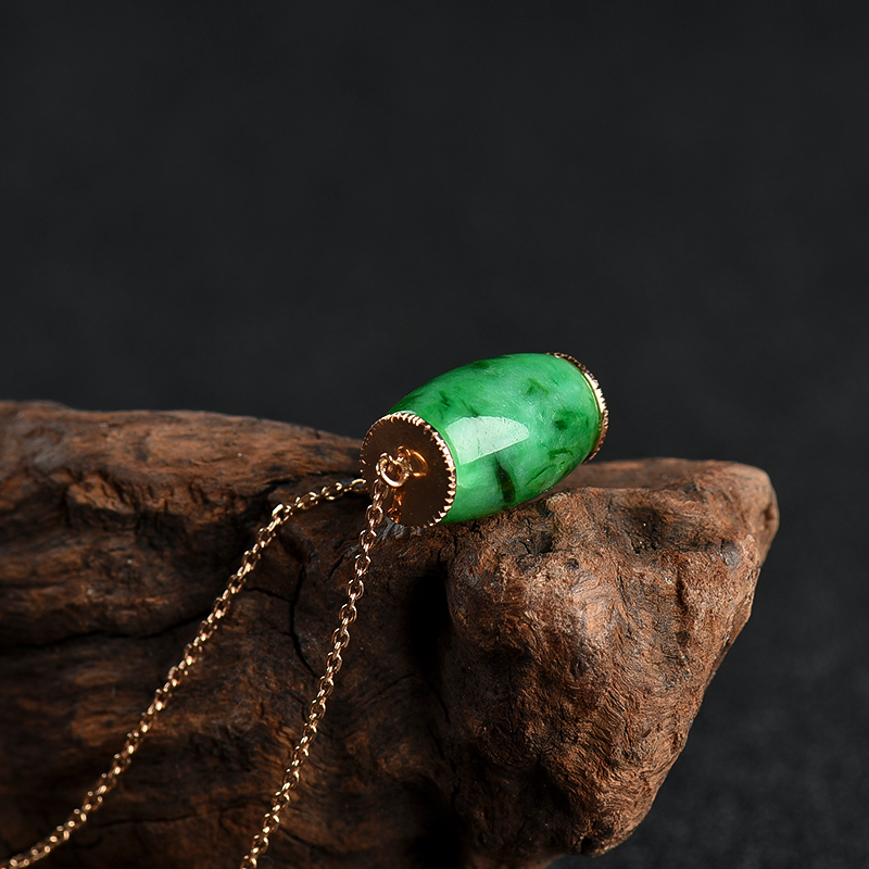 天然糯种飘翠翡翠路路通项链-红掌柜