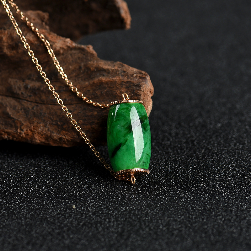 缅甸天然飘翠翡翠路路通项链-红掌柜