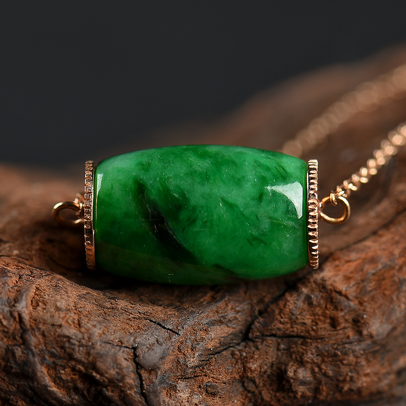 缅甸天然糯种飘翠翡翠项链-红掌柜