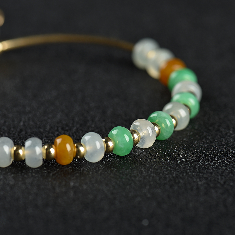 缅甸天然翡翠算盘珠手链-红掌柜
