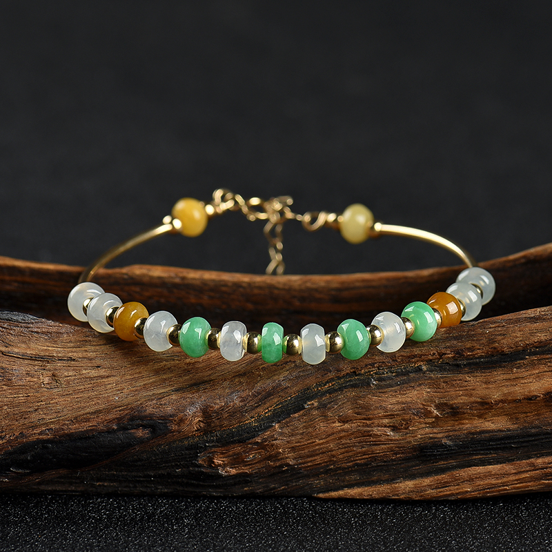 糯种翡翠算盘珠手链-红掌柜