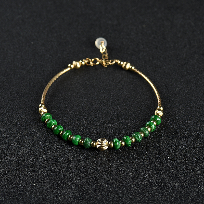 天然糯种翡翠算盘珠手链-红掌柜