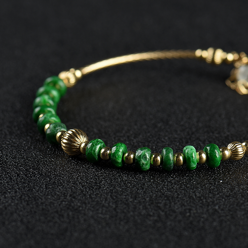 缅甸天然糯种翡翠手链-红掌柜