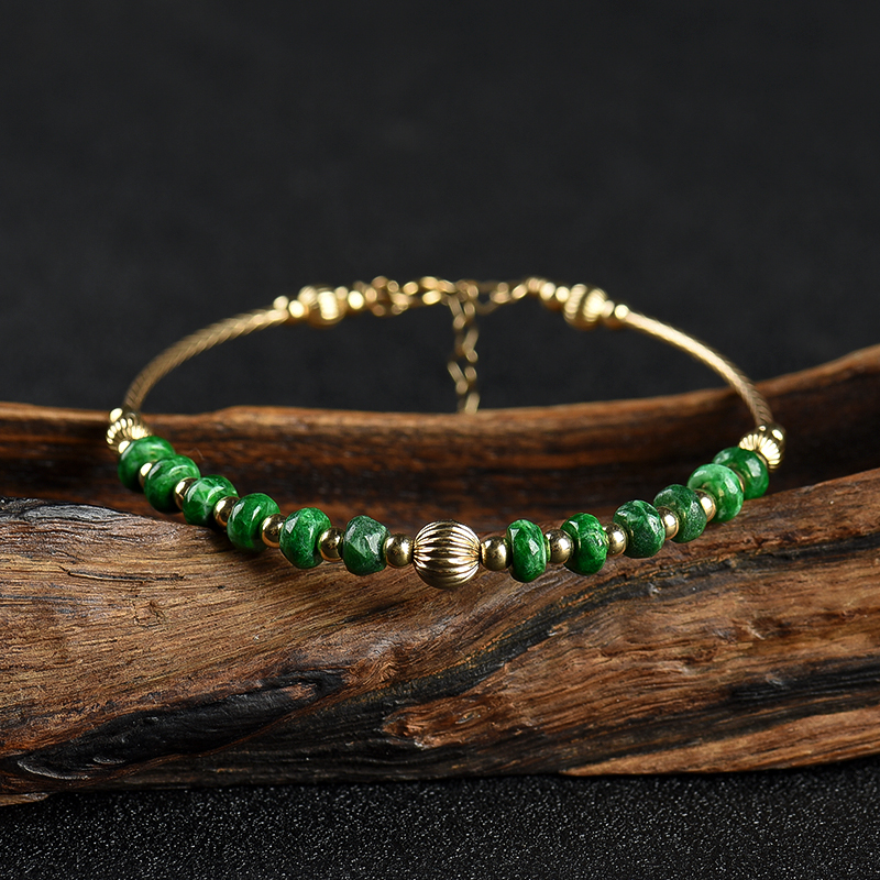 糯种翡翠算盘珠手链-红掌柜