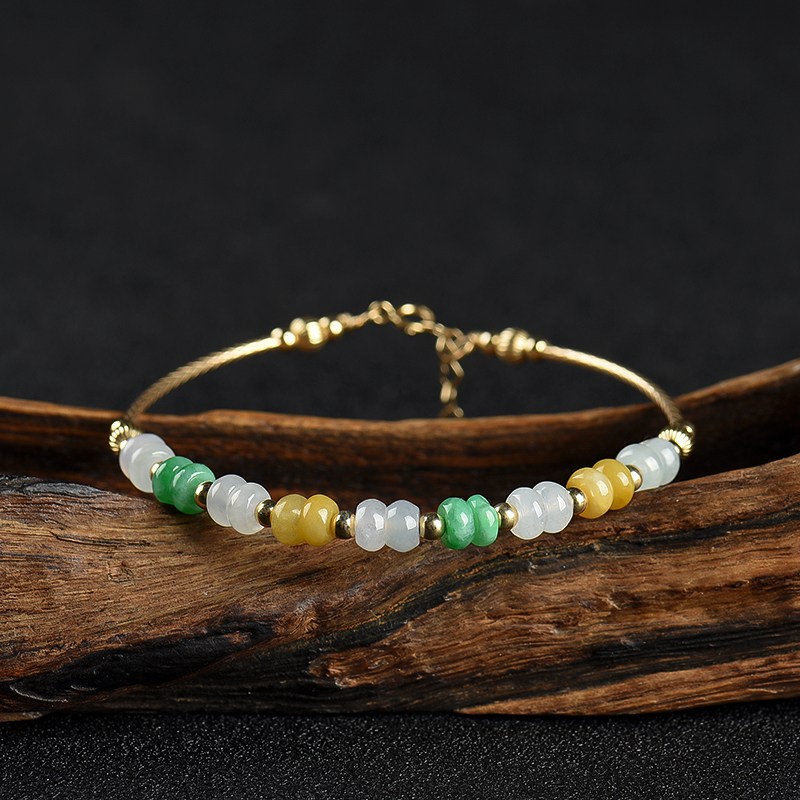 缅甸天然糯种翡翠手链-红掌柜