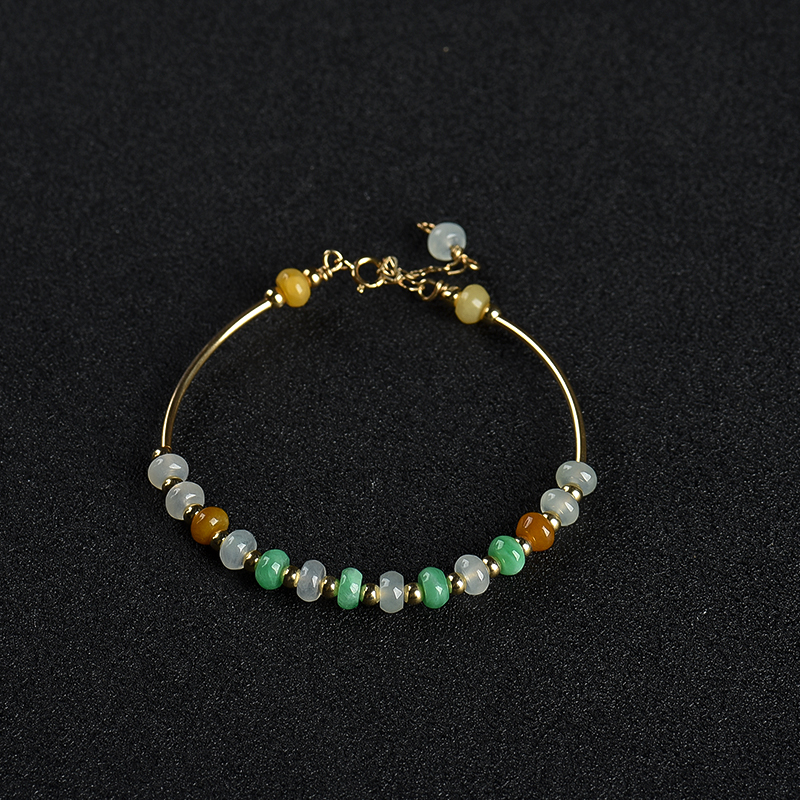 糯种翡翠算盘珠手链-红掌柜