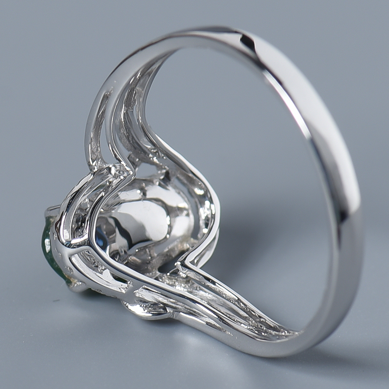 糯种绿色翡翠戒指 - 红掌柜