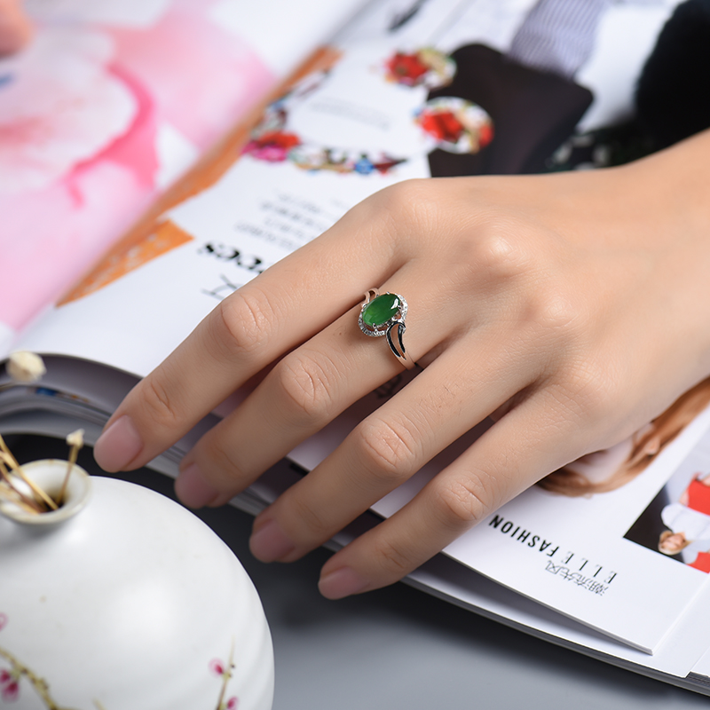 缅甸A货翡翠戒指 - 红掌柜