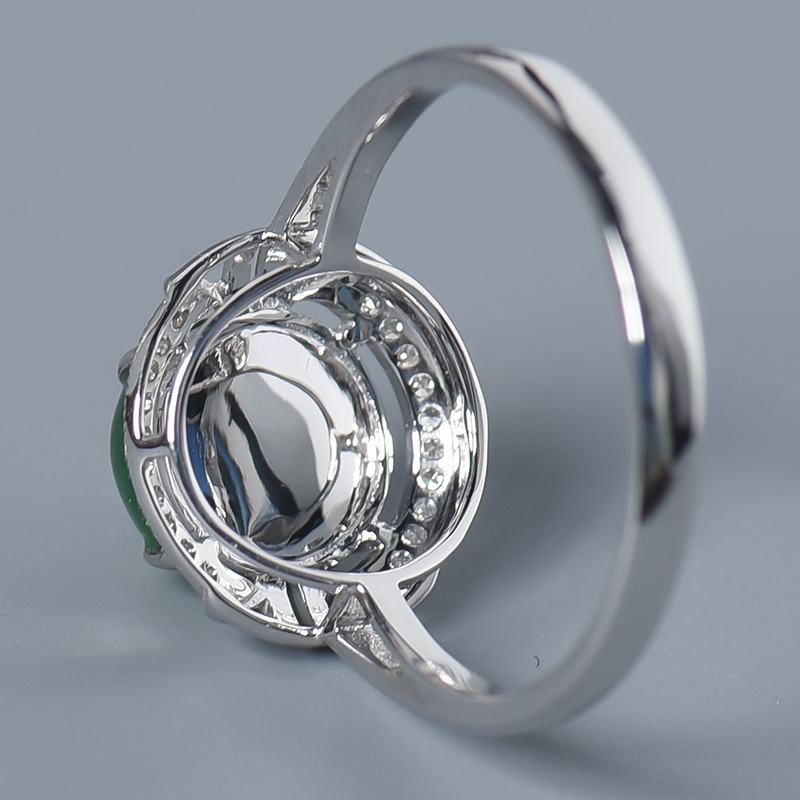 糯种绿色翡翠戒指 - 红掌柜