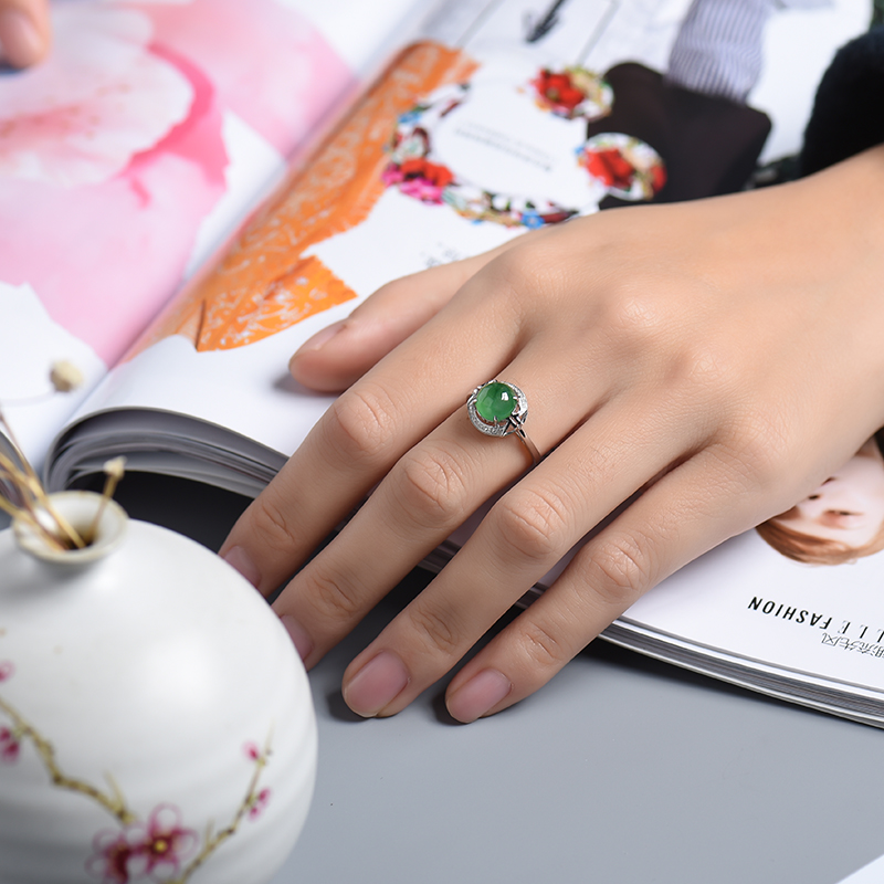 缅甸A货翡翠戒指 - 红掌柜