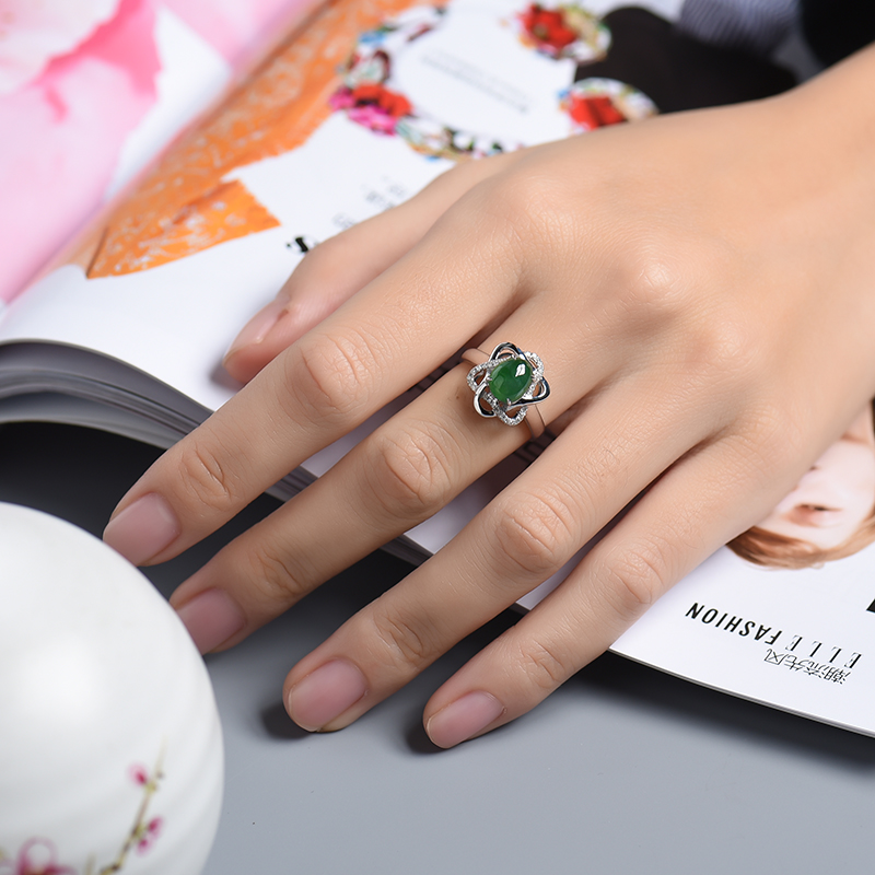 缅甸A货翡翠戒指 - 红掌柜