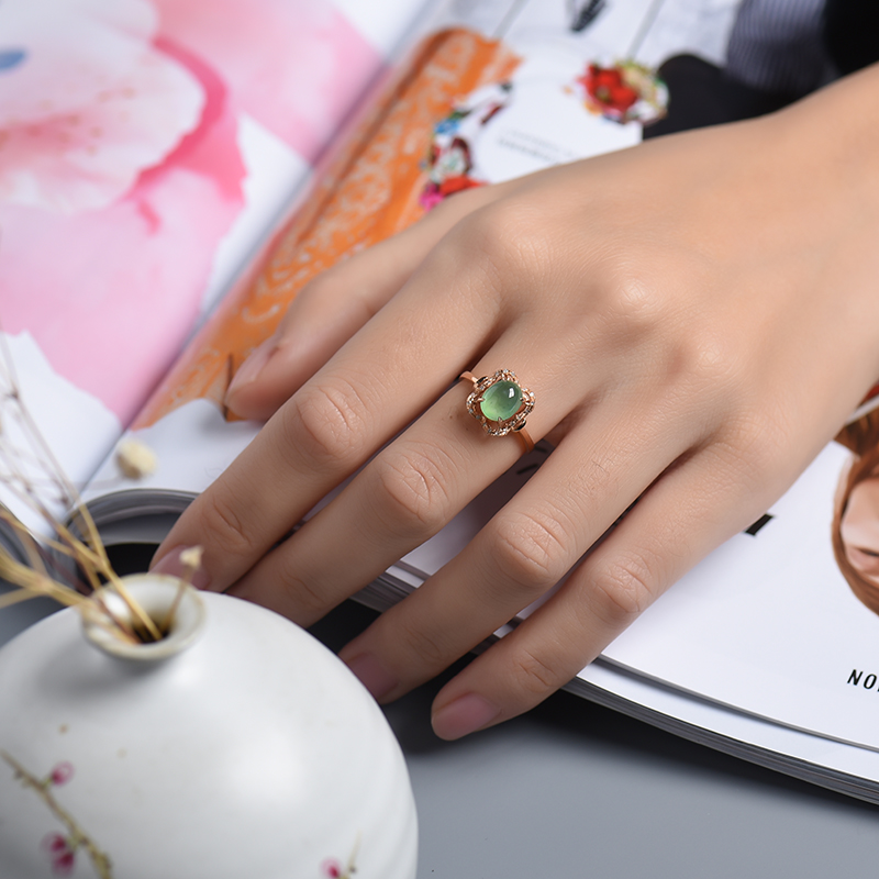 糯种翡翠戒指-红掌柜