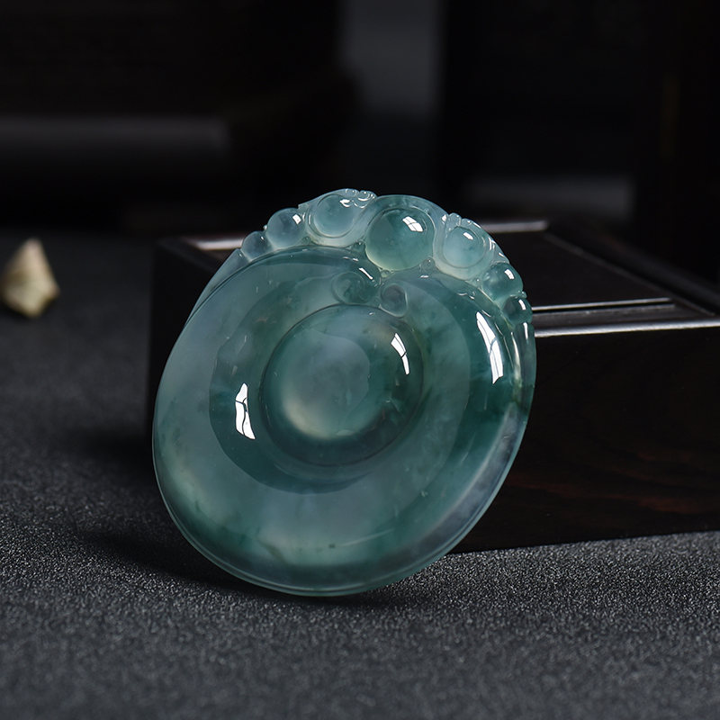 天然冰糯种飘蓝花翡翠福在眼前挂件 - 红掌柜