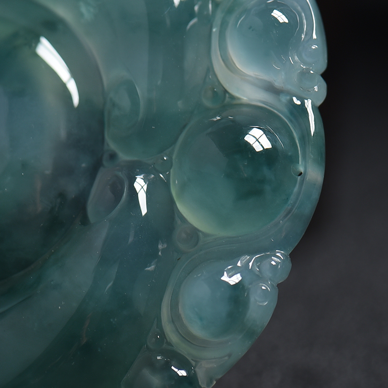 缅甸天然冰糯种飘蓝花翡翠挂件 - 红掌柜