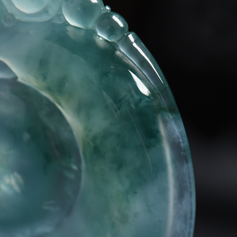 缅甸冰糯种飘蓝花翡翠福在眼前挂件 - 红掌柜